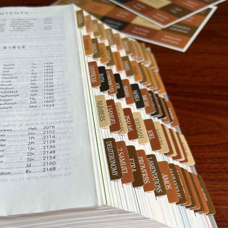 thinkor Reposition Laminated Bible Tabs, Large Print Stickers, Easy to Read & Apply Bible Tabs for Women & Man (Autumn Wood) - Image 2
